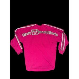 Disney‎ Parks Walt Disney World Spirit Jersey Shirt Hot Pink Silver Glitter sz M